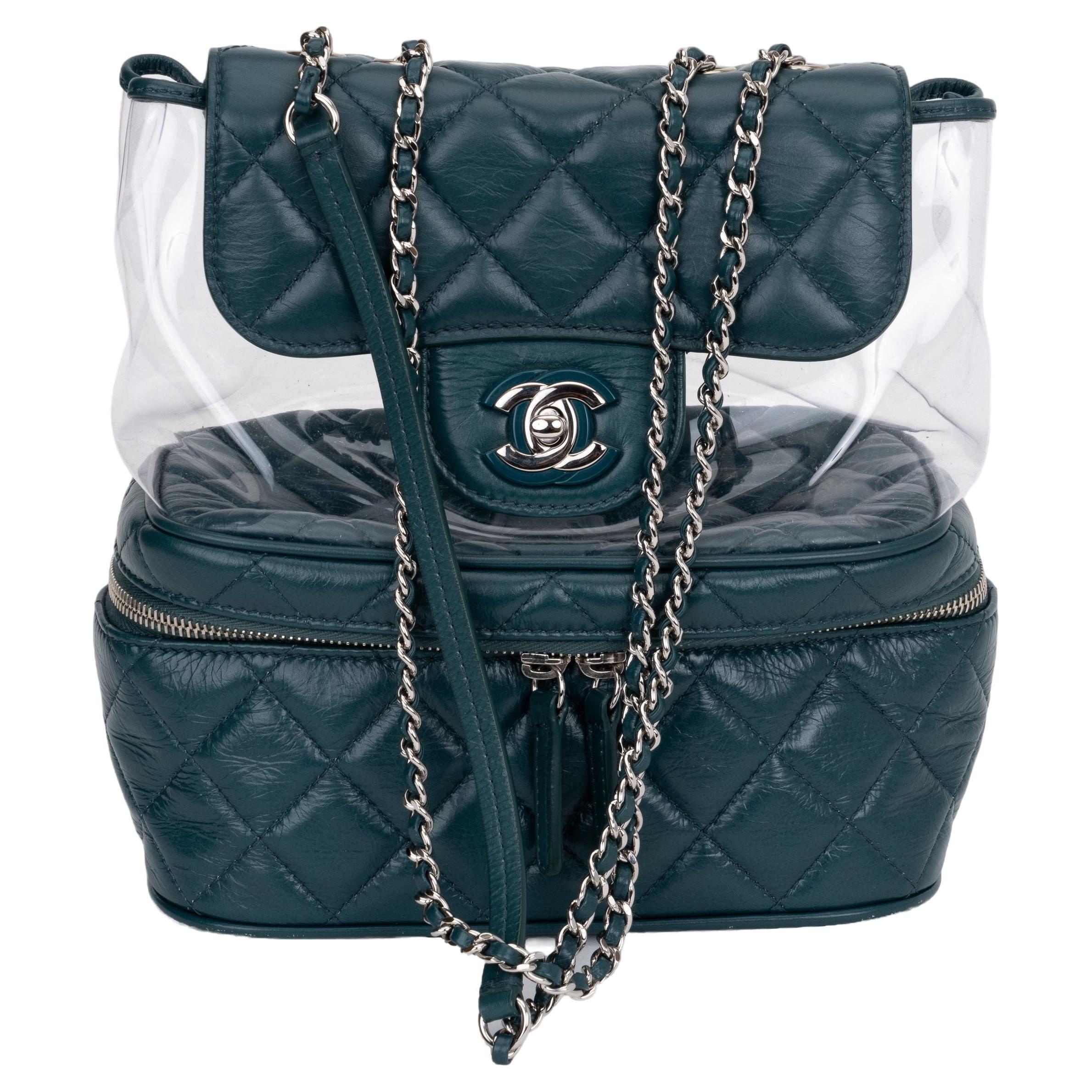 Chanel Emerald Green And PVC Backpack For Sale