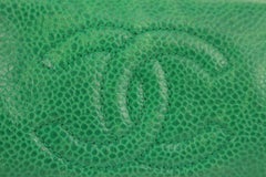 Chanel Emerald Green Caviar Leather Mini Cosmetic Pouch Make Up Case 1213c21