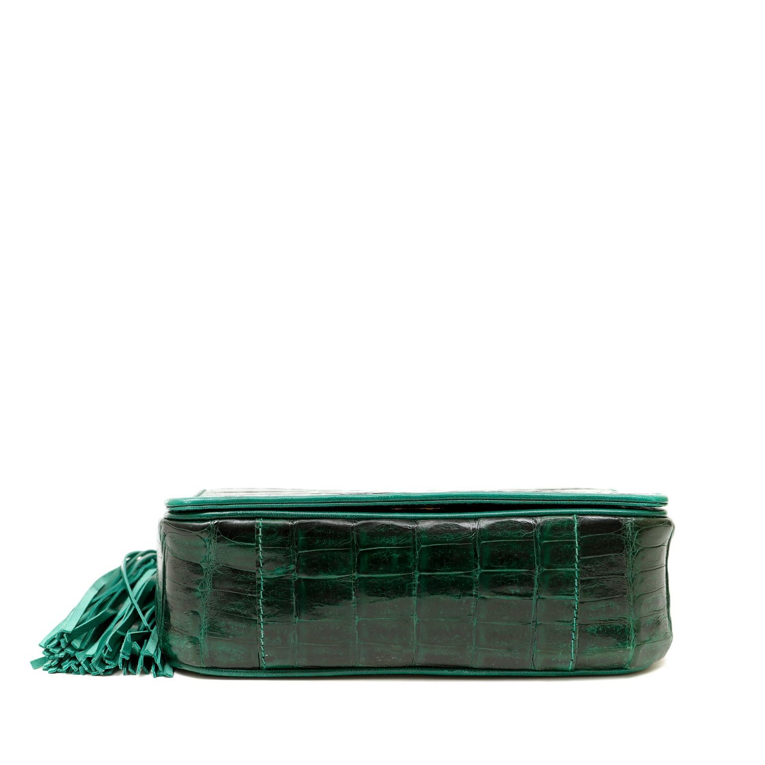 Donna Borsa Chanel Coco Flap in coccodrillo verde smeraldo