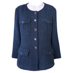 Chanel Emerald Green Tweed Jacket with CC Gripoix Buttons 42 FR