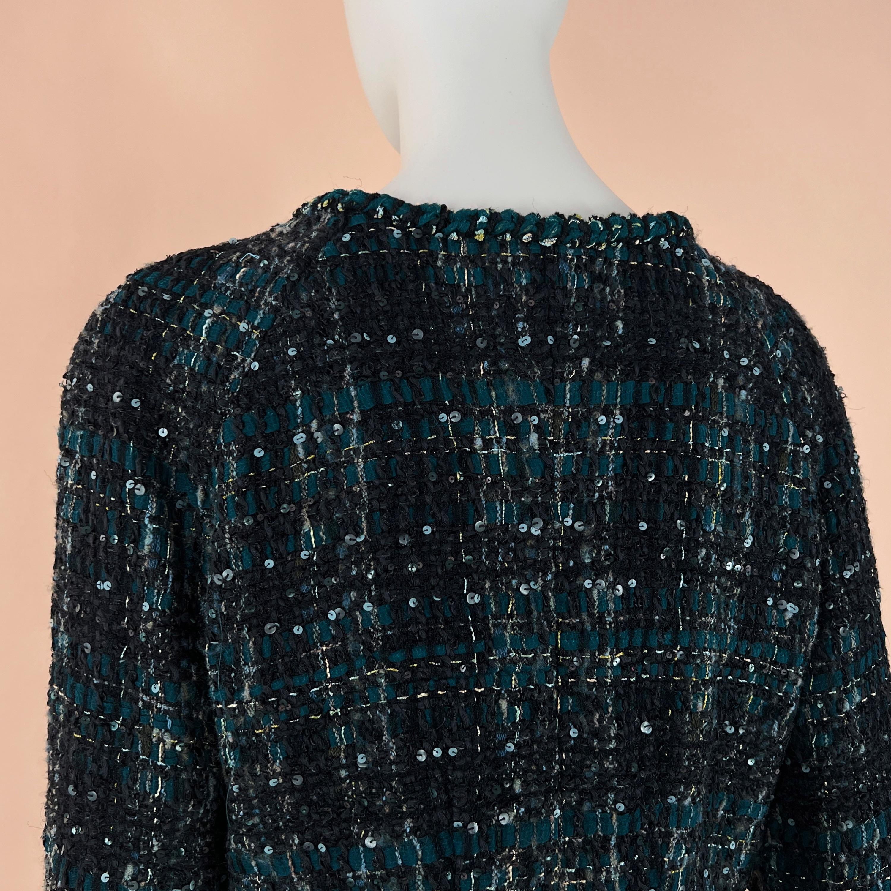 Chanel Emerald Ribbon Tweed Jacket 10