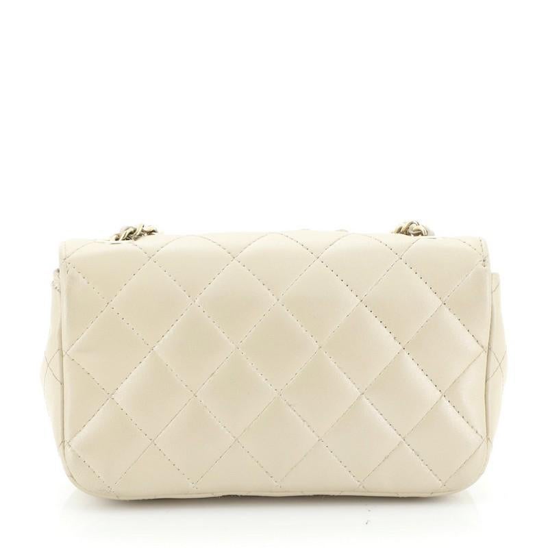Beige Chanel Emoticon Classic Single Flap Bag Quilted Lambskin Extra Mini