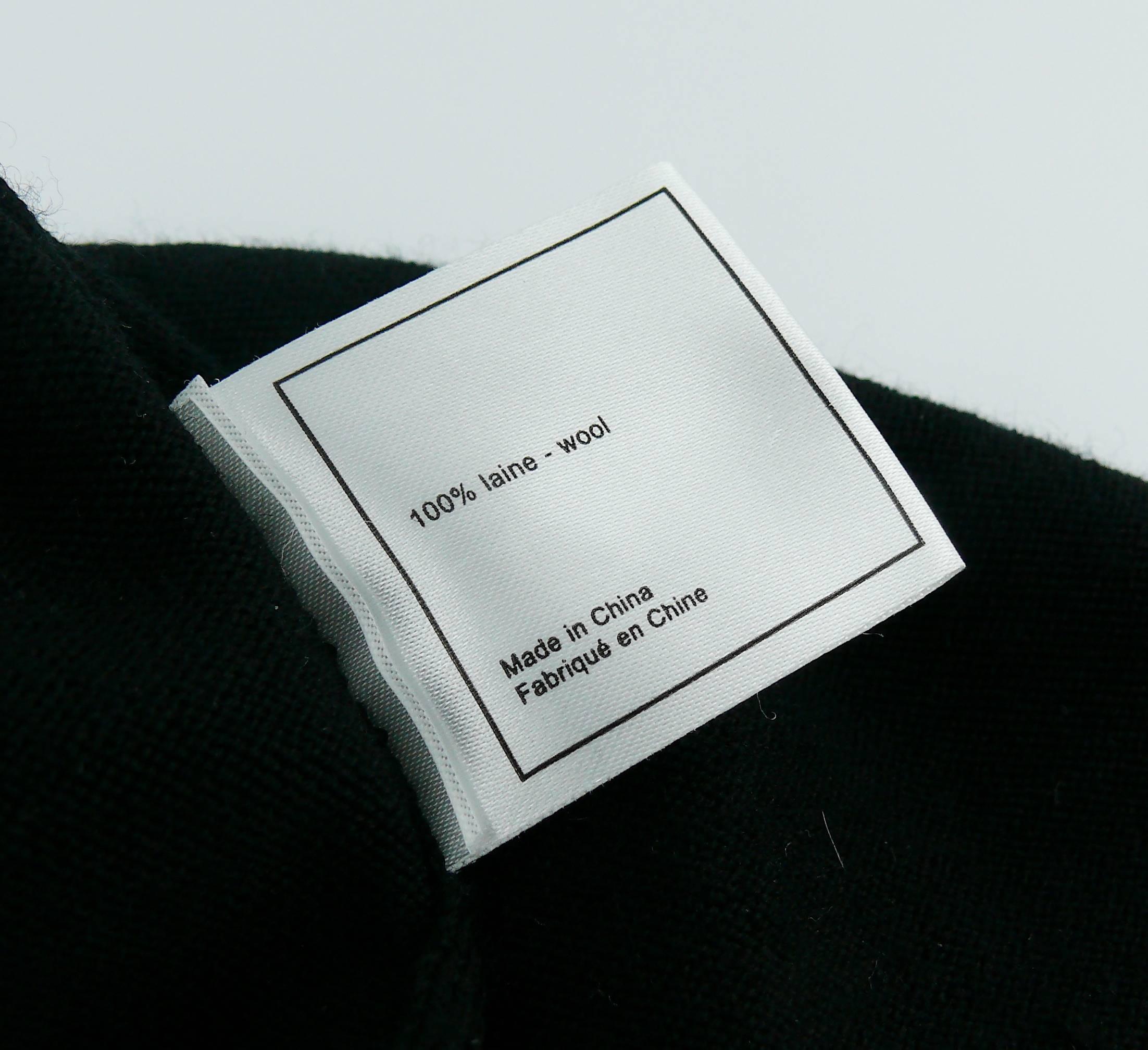 Chanel Employee Uniform Black Wool Cardigan with CC Logo Size M 3