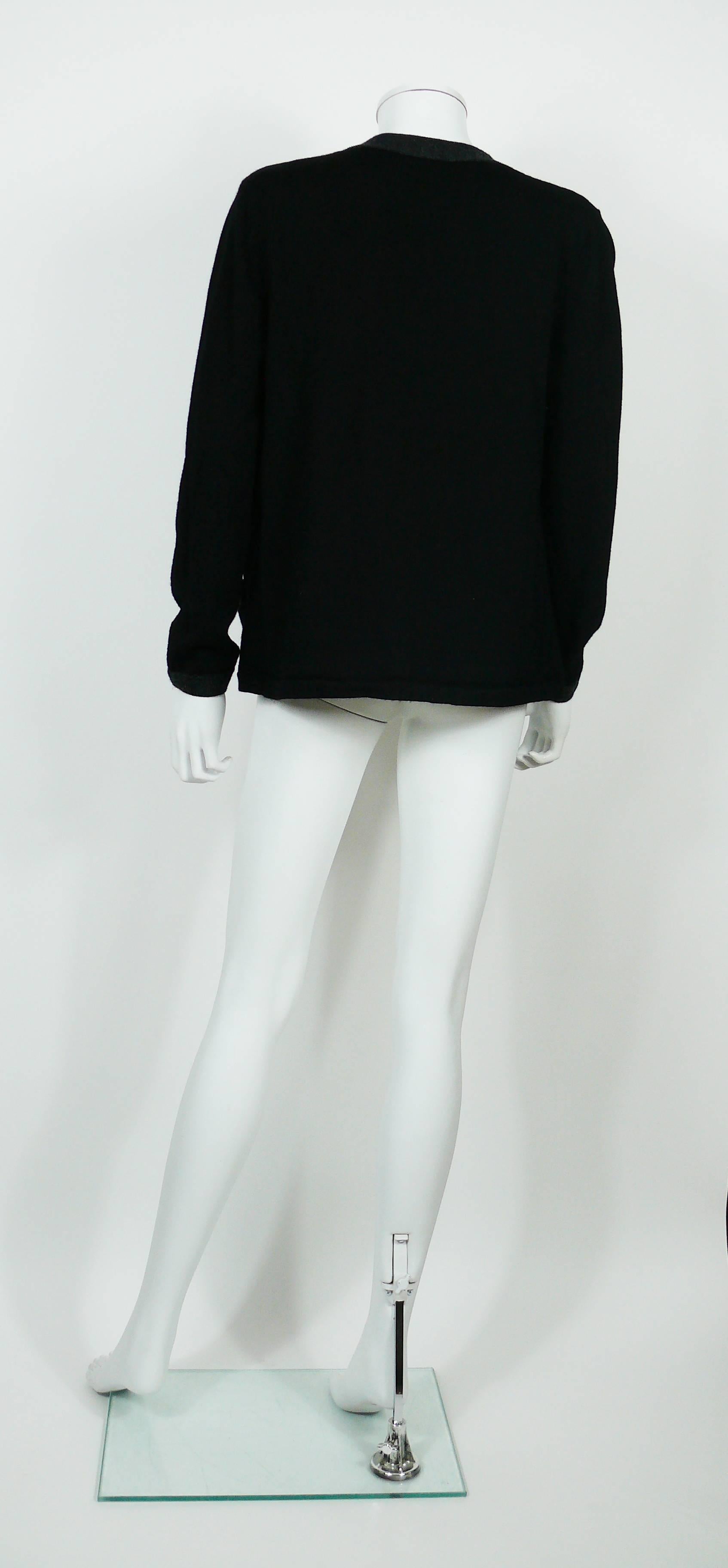 Chanel Employee Uniform Black Wool Cardigan with CC Logo Size M 1