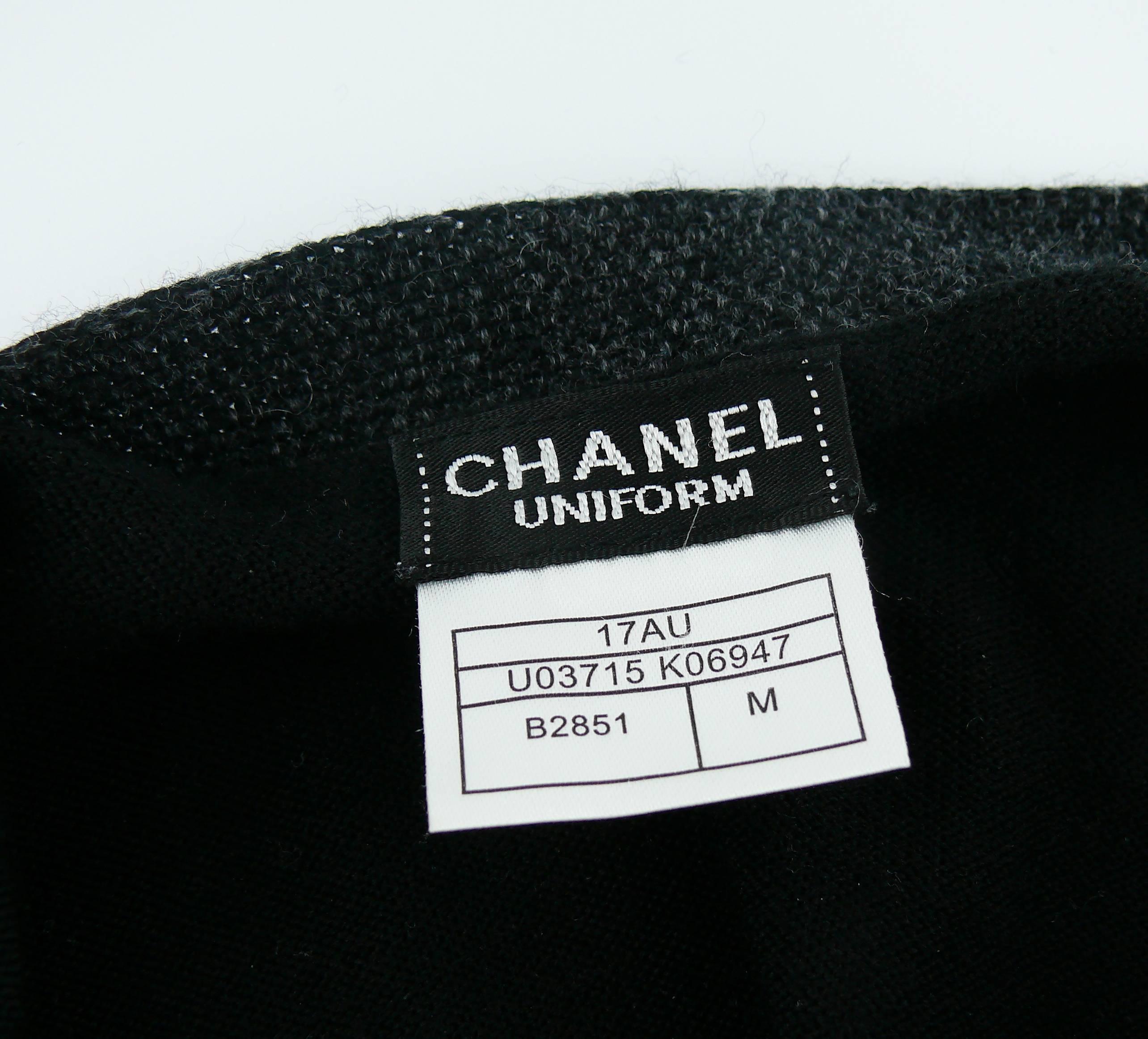 Chanel Employee Uniform Black Wool Cardigan with CC Logo Size M 2
