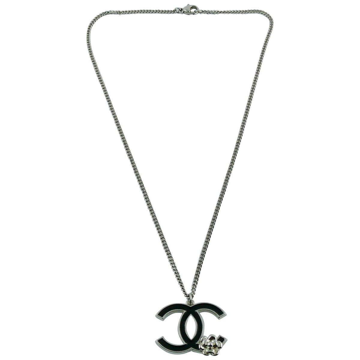 Chanel Enamel CC Camellia Pendant Necklace at 1stDibs