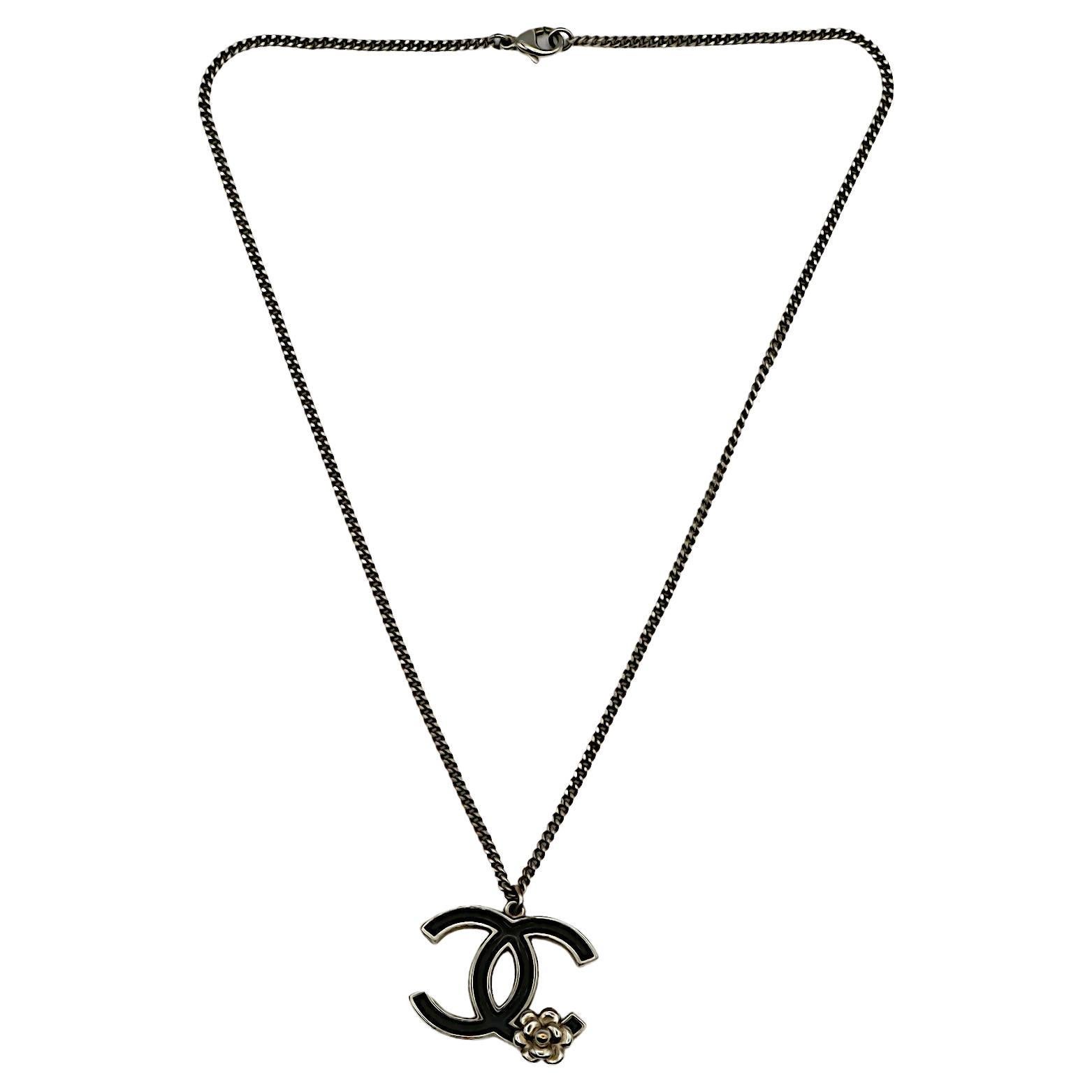 CHANEL Enamel CC Camellia Pendant Necklace