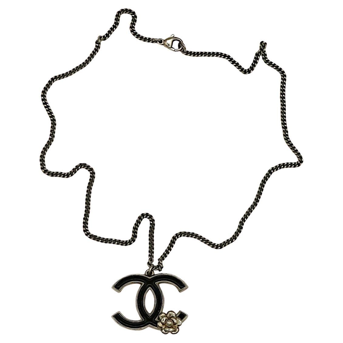 CHANEL Enamel CC Camellia Pendant Necklace
