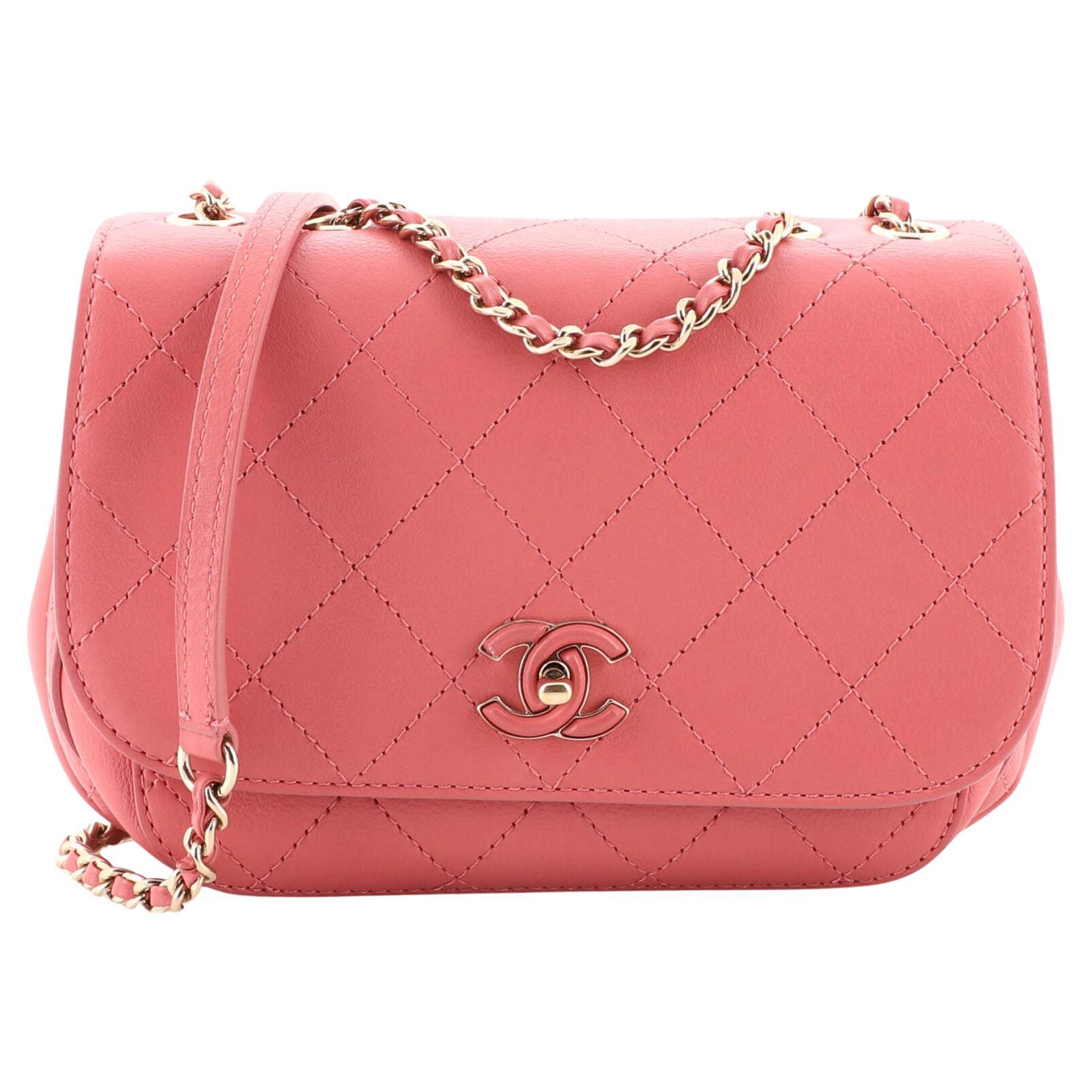 Chanel Enamel CC Chain Flap Bag Stitched Calfskin Small at 1stDibs