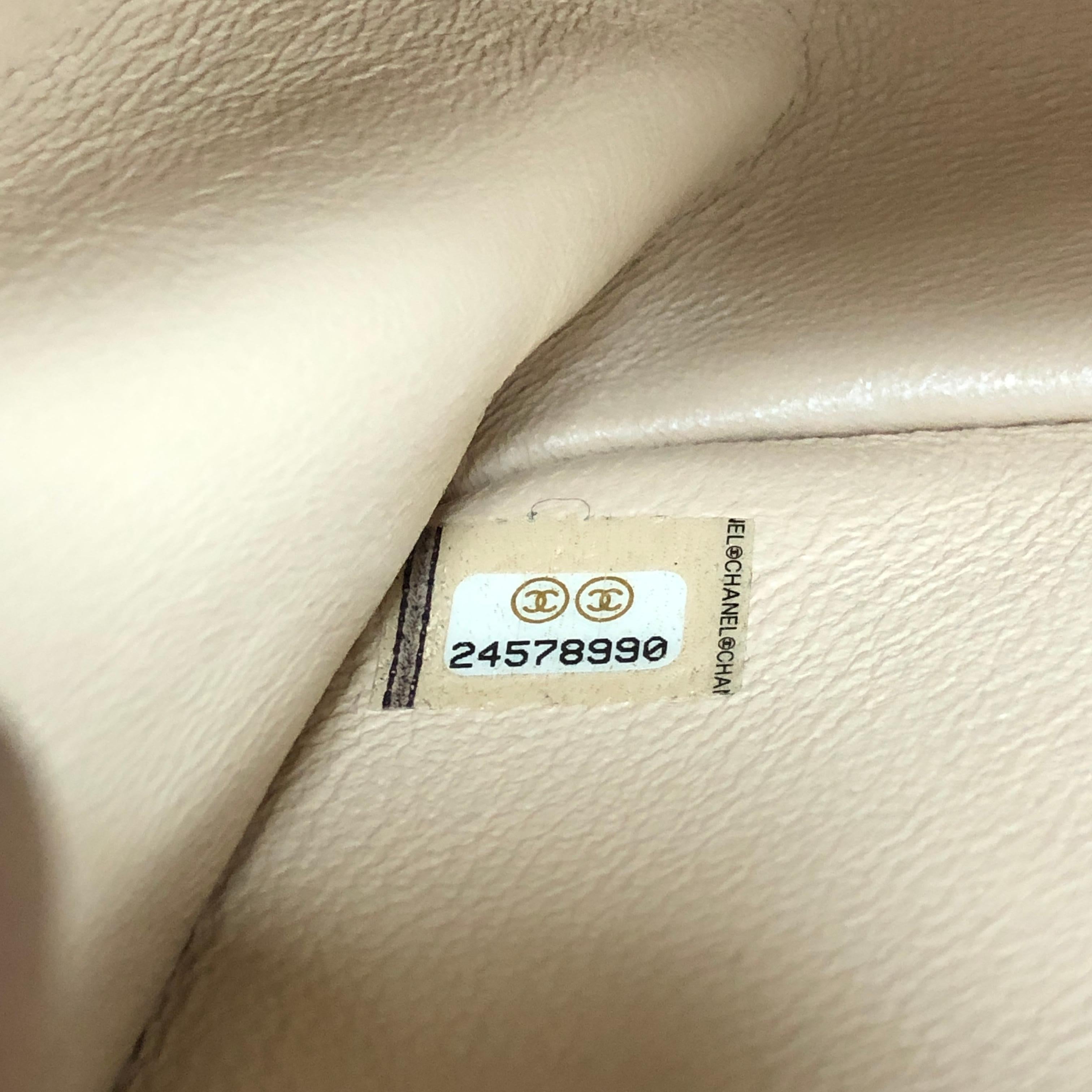 Women's or Men's Chanel Enamel CC Flap Bag Beaded Chevron Sheepskin Medium 