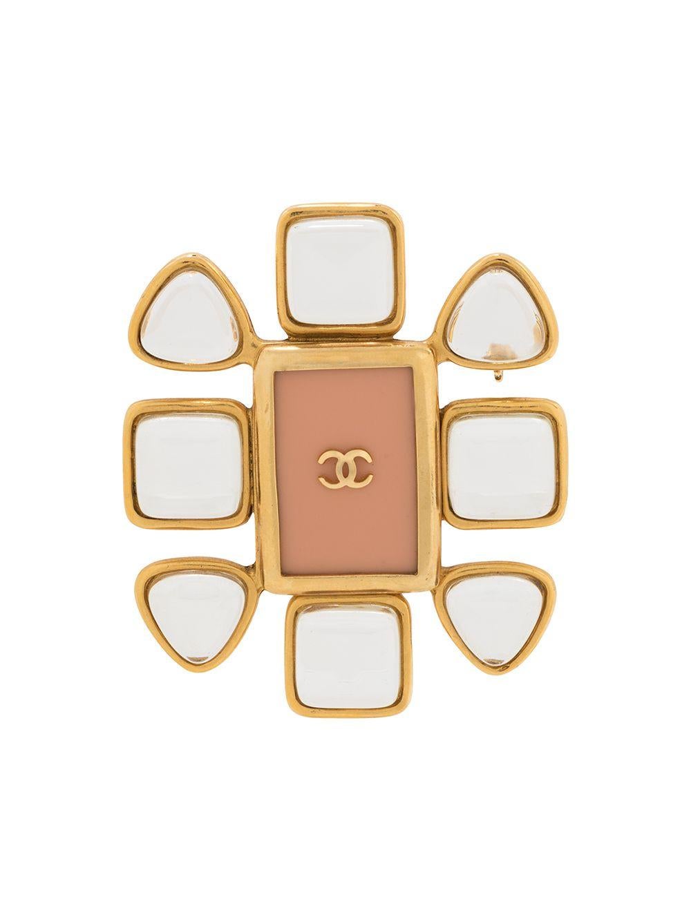 Chanel Enamel CC Flower Brooch In Good Condition In London, GB