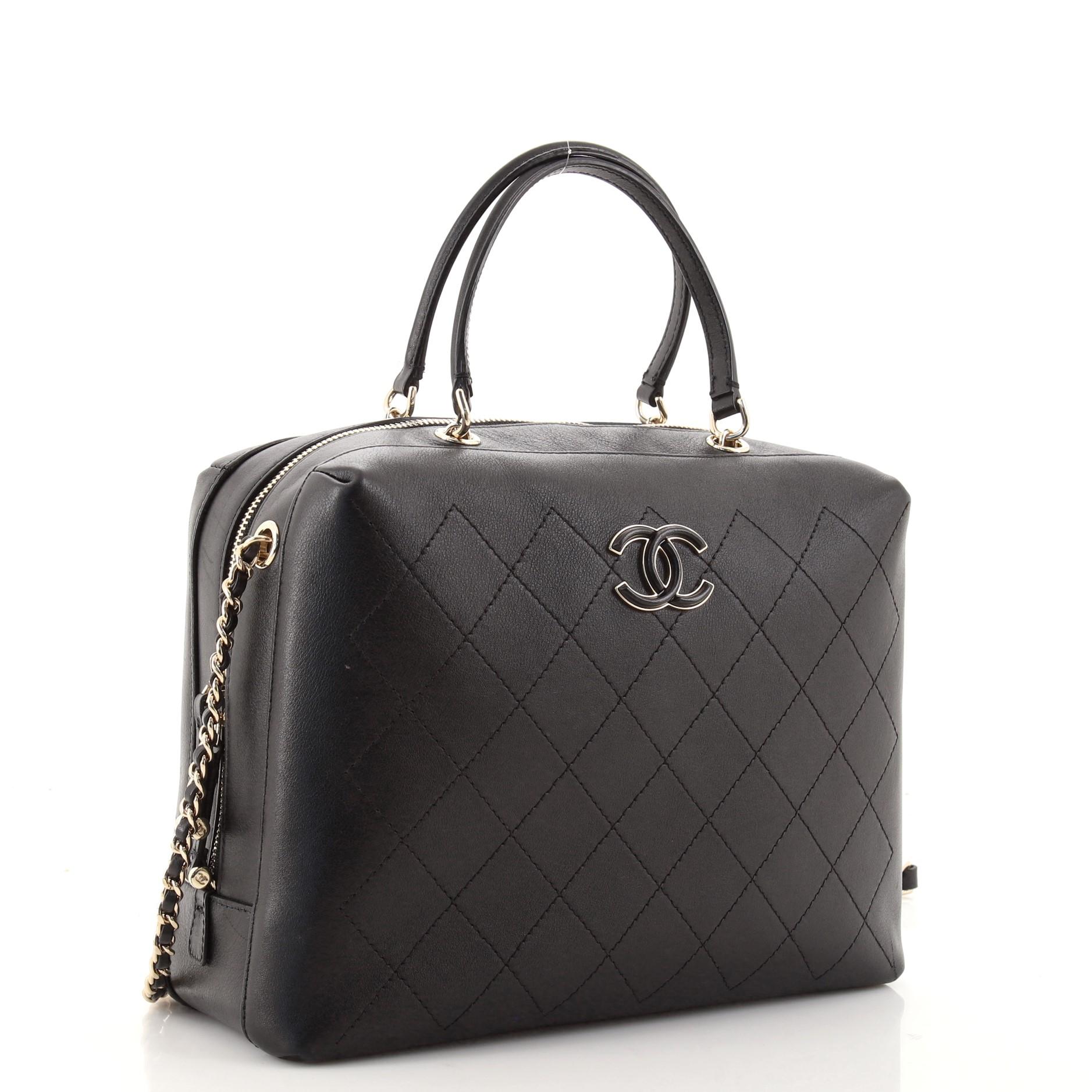 chanel calfskin bag with enamel handle