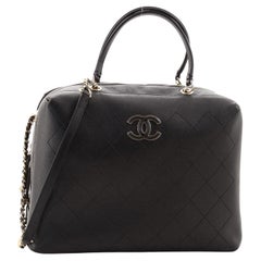 Chanel Enamel CC Vanity Bowling Bag Stitched Calfskin Medium