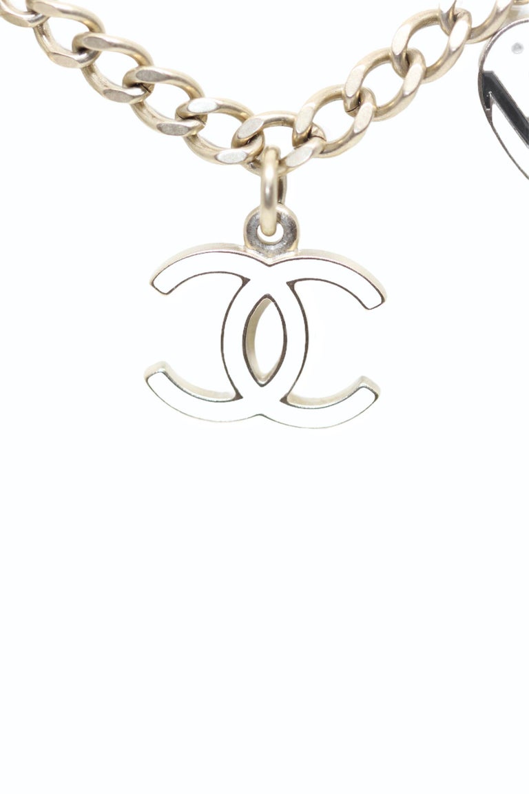 Chanel Enamel Heart and CC Charms Dangle Necklace 1