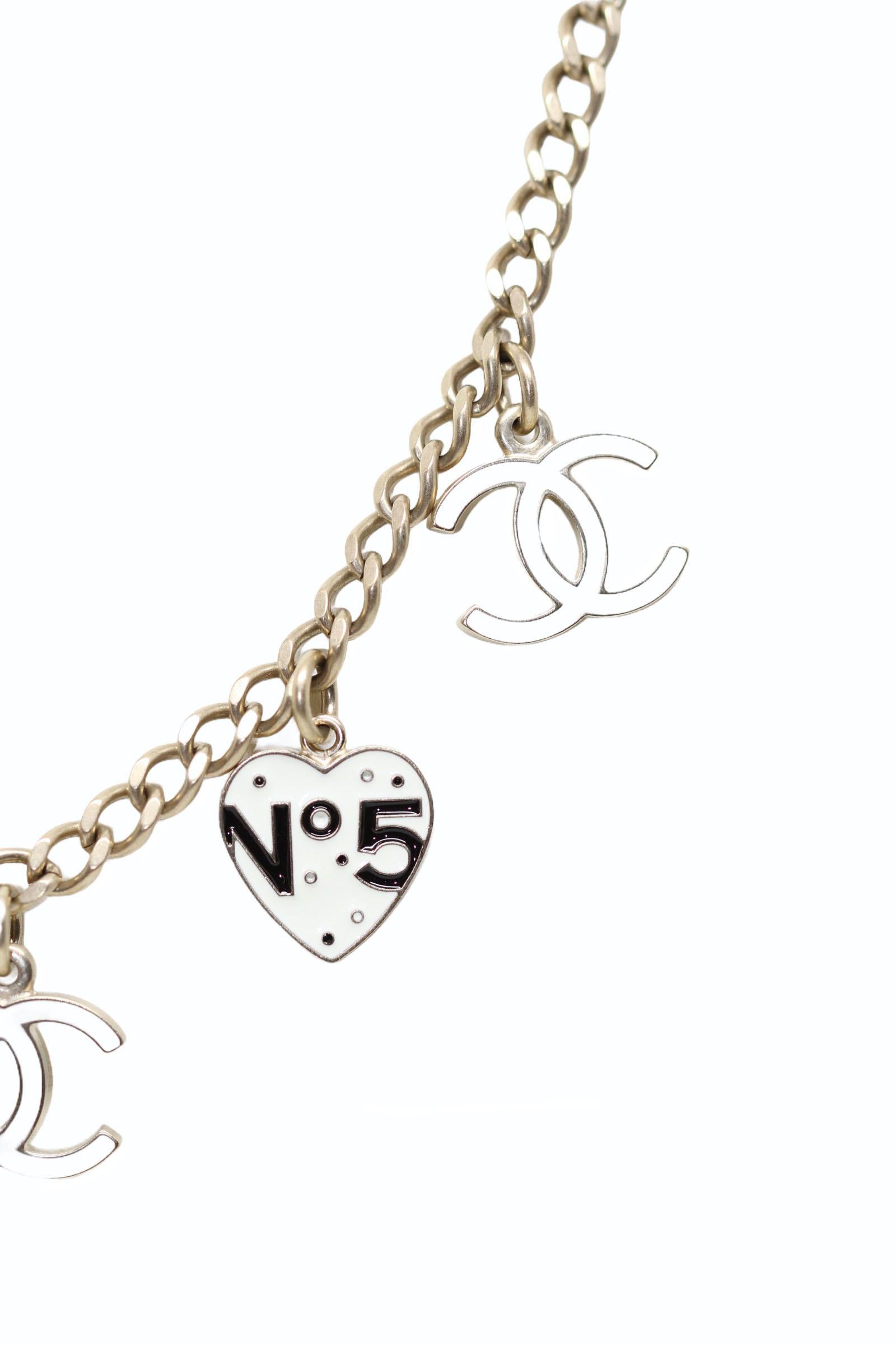 Chanel Enamel Heart and CC Charms Dangle Necklace 1