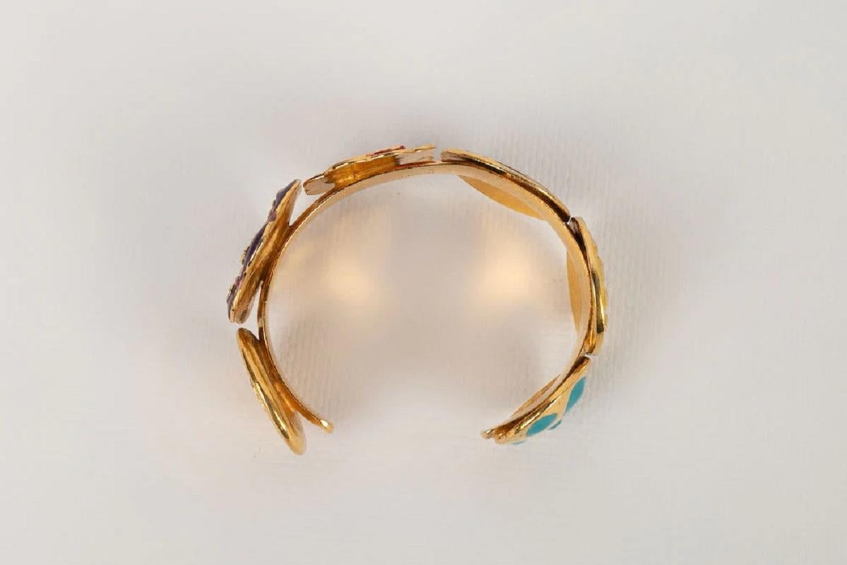 Chanel Enamelled Gold Bracelet For Sale 2