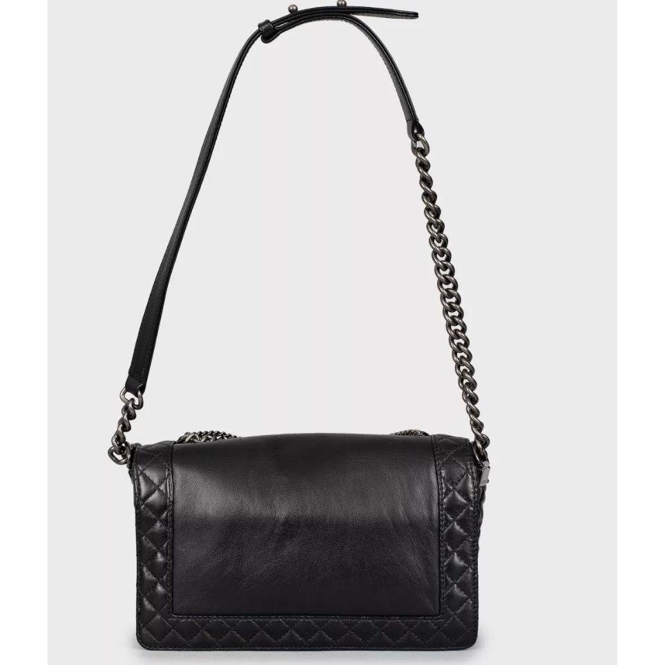 Noir Chanel Enchained Black Leather Medium Boy Bag