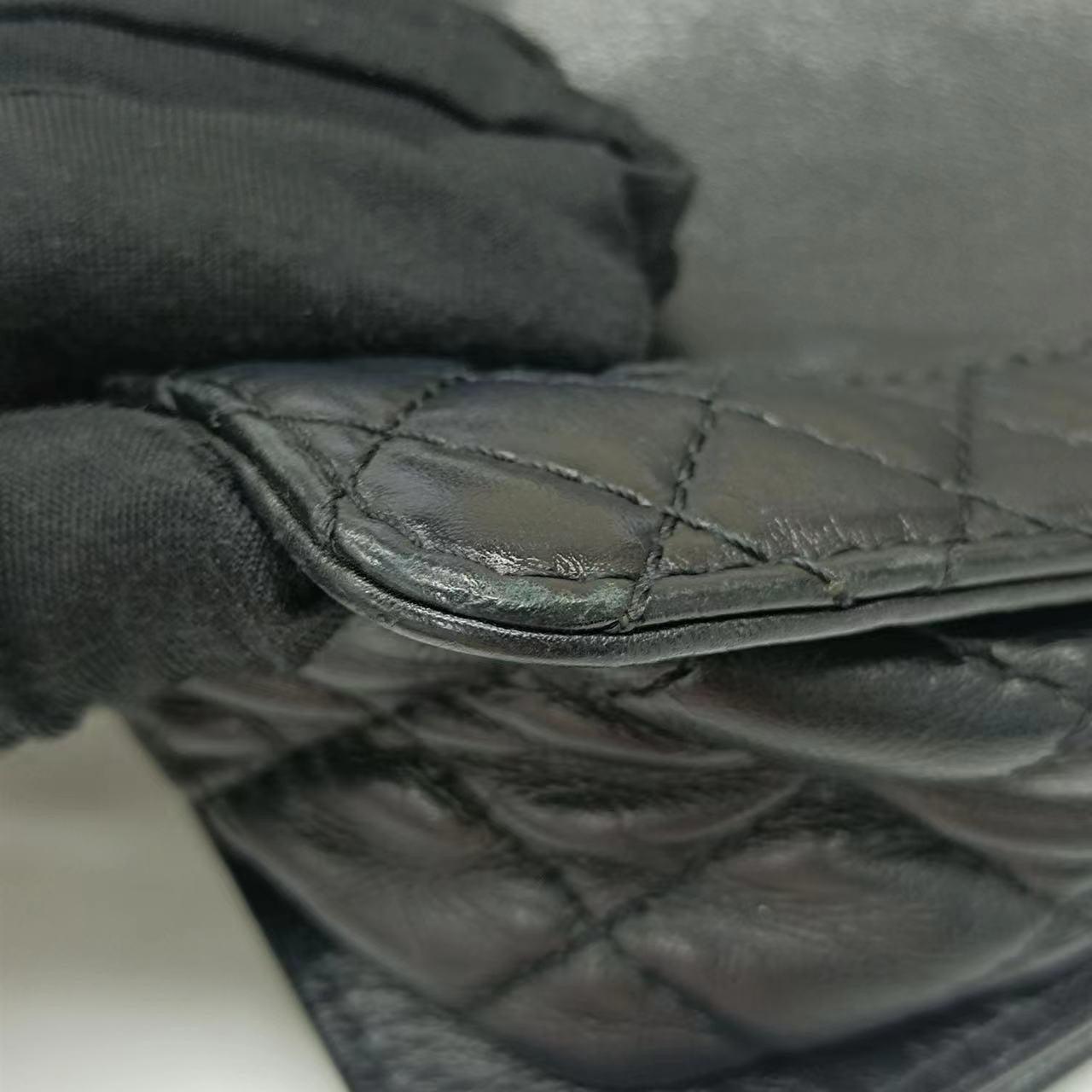 Chanel - Sac à main en chaîne 2012 - Sac à rabat moyen en cuir noir en vente 9