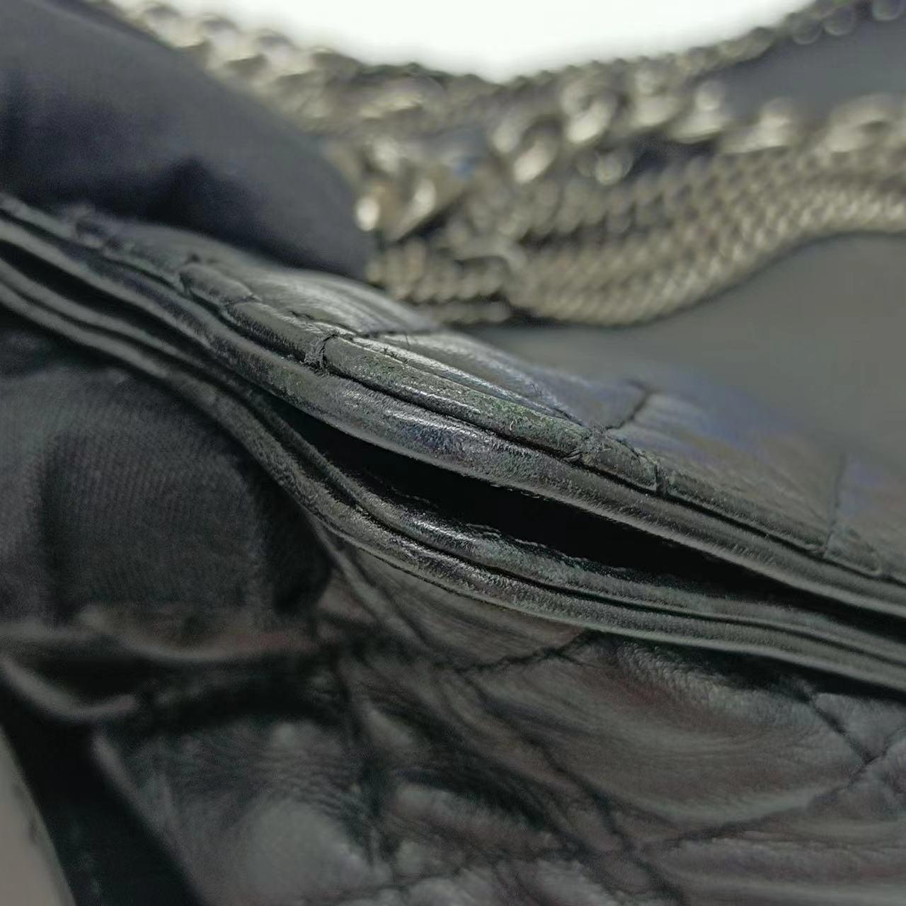 Chanel - Sac à main en chaîne 2012 - Sac à rabat moyen en cuir noir en vente 11
