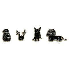 Chanel Ensemble de 4 Broches Pin 2023 Silver Black Enamel Brooches Pins Set of 4 Chanel Ensemble de 4 Broches Pin 2023 Silver Black Enamel Brooches Pins Set of 4