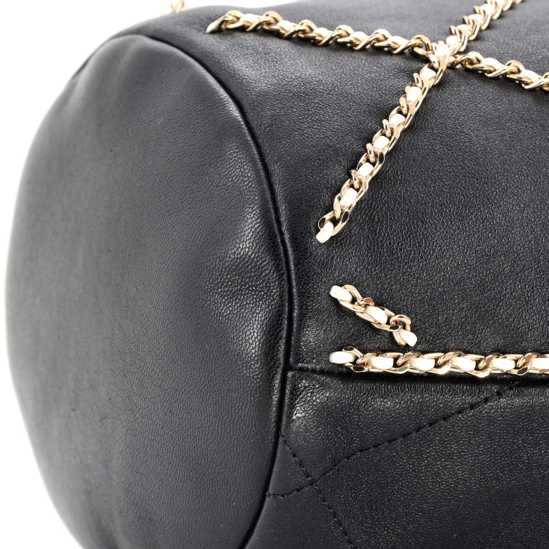Chanel Entwined Chain Drawstring Bucket Bag Quilted Lambskin Mini In Good Condition In NY, NY