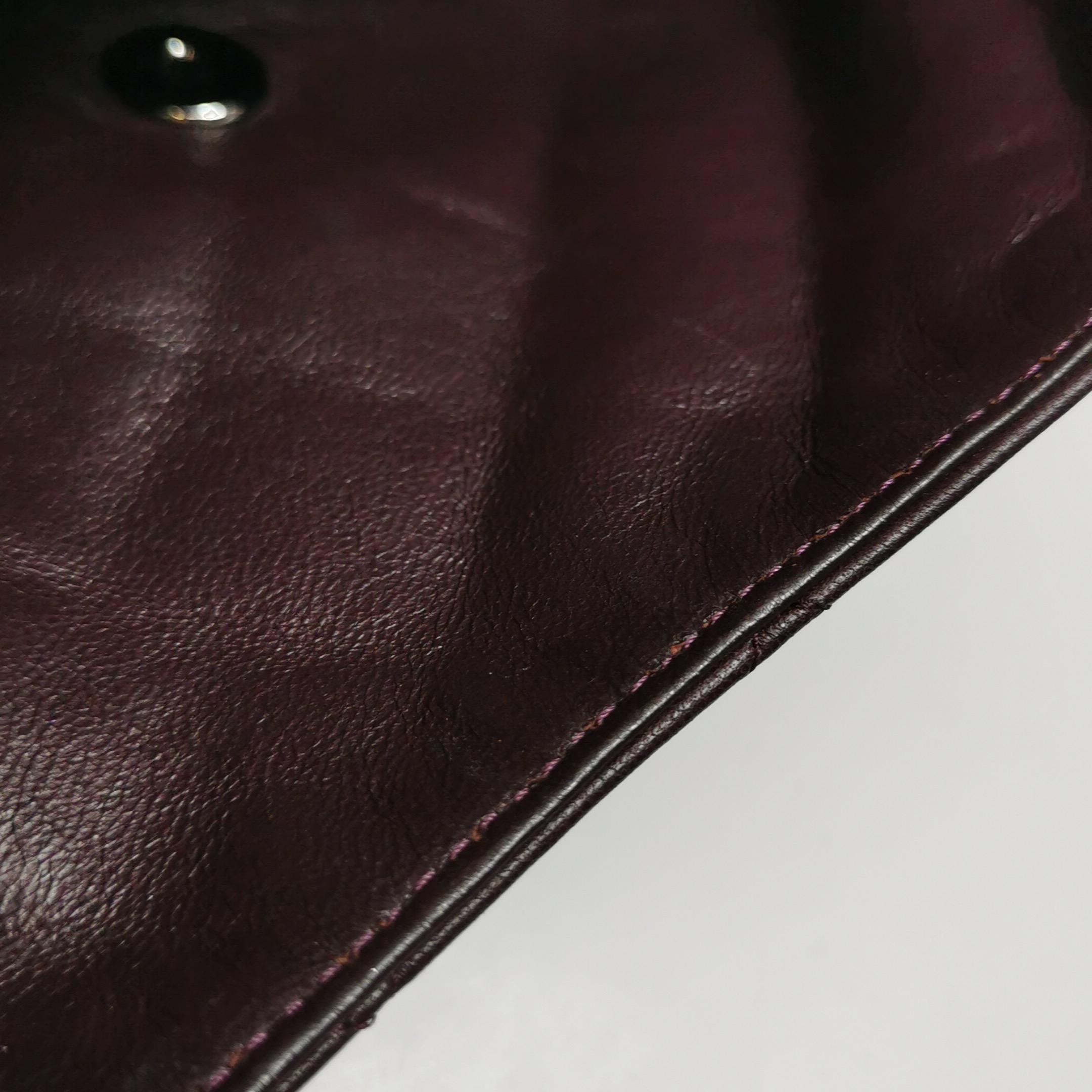 Chanel Envelope Clutch Shoulder Bag Burgundy Wine Lambskin Leather Silver Hardwa For Sale 6