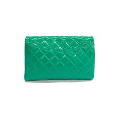 Chanel Envelope Clutch with Chains 2011 Shoulder Bag Green Patent Leather