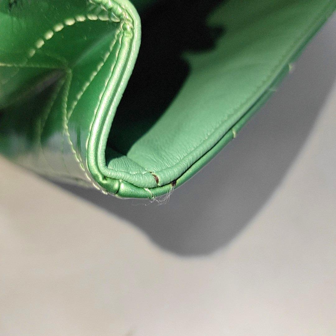 Chanel Envelope Clutch with Chains 2013 Shoulder Bag Apple Green Patent Leather For Sale 7