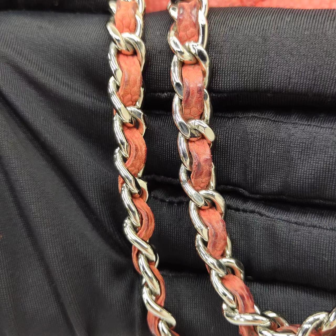 Chanel Envelope Clutch with Chains 2013 Shoulder Bag Coral Red Caviar Leather For Sale 7