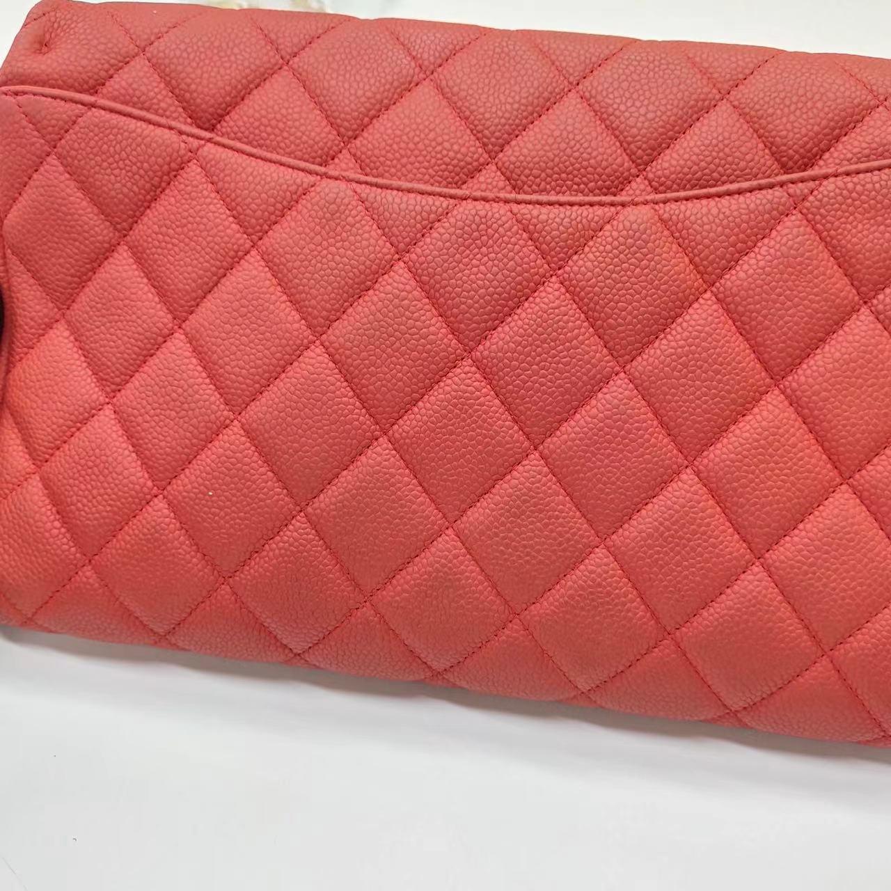 Chanel Envelope Clutch with Chains 2013 Shoulder Bag Coral Red Caviar Leather For Sale 10