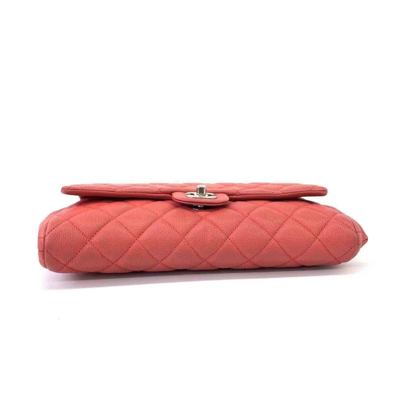 Chanel Envelope Clutch with Chains 2013 Shoulder Bag Coral Red Caviar Leather For Sale 1