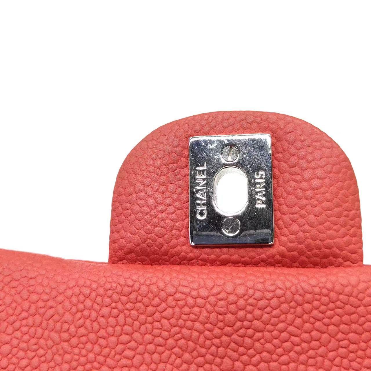 Chanel Envelope Clutch with Chains 2013 Shoulder Bag Coral Red Caviar Leather For Sale 5