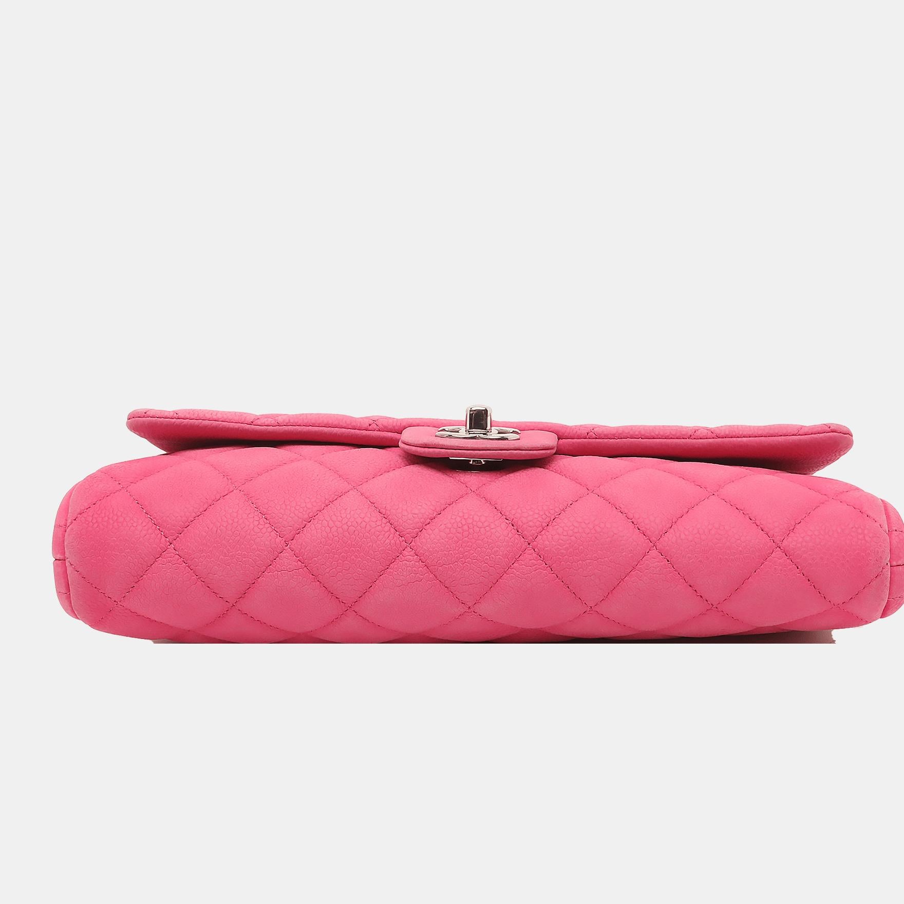 Chanel Envelope Clutch with Chains Pink Caviar Leather, 2013-2014 In Good Condition In AUBERVILLIERS, FR