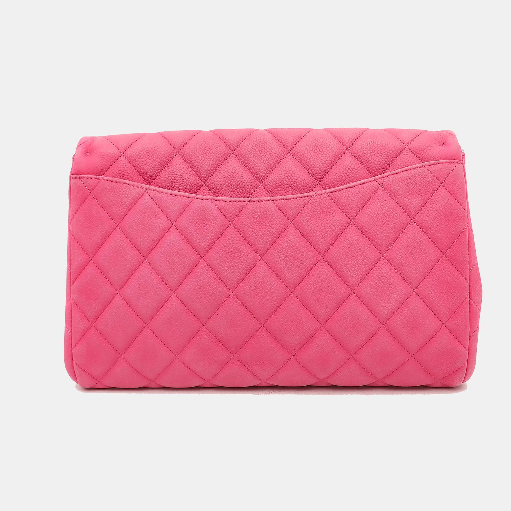Women's Chanel Envelope Clutch with Chains Pink Caviar Leather, 2013-2014
