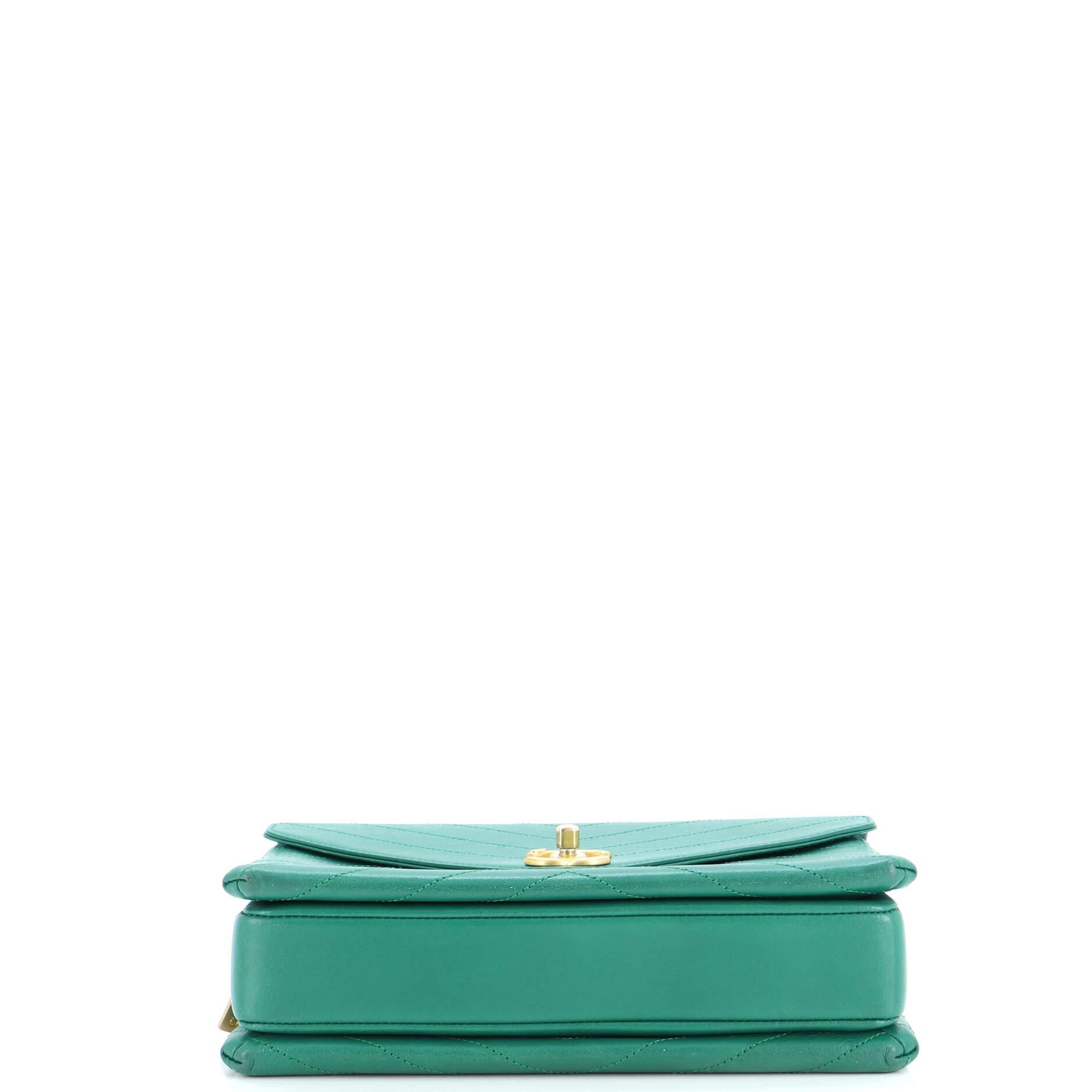 Women's or Men's Chanel Envelope Compartment Flap Bag Chevron Calfskin Medium For Sale