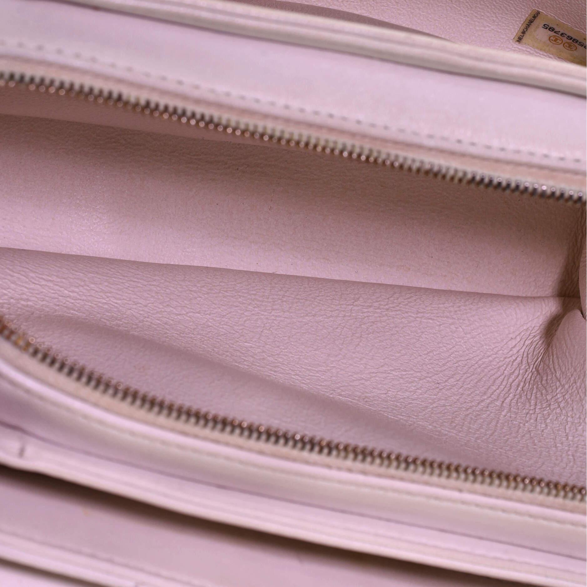 Beige Chanel Envelope Compartment Flap Bag Chevron Calfskin Small