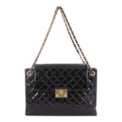Chanel Envelope Lock 3 Accordion Bag Quilted Goatskin Patent Medium