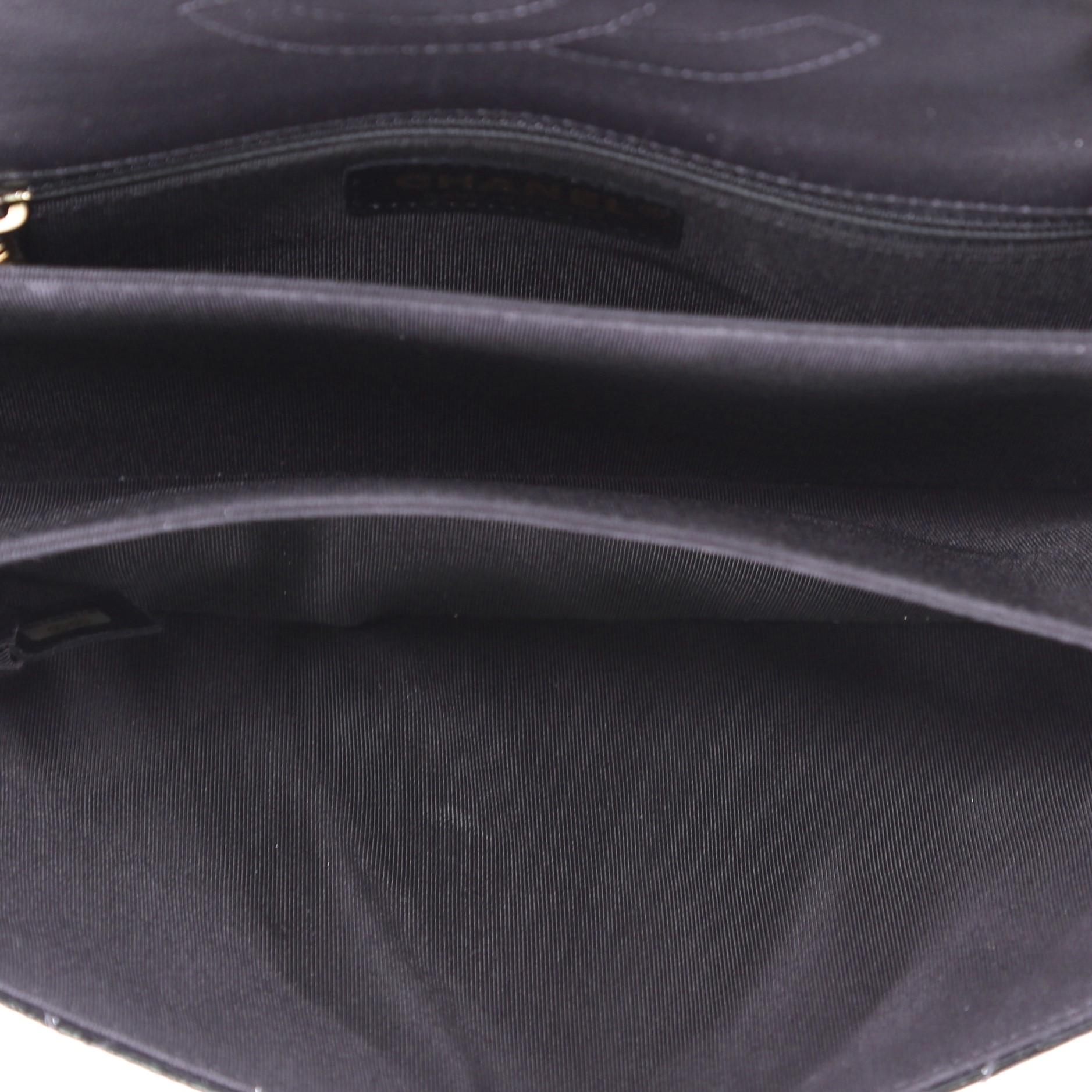 Black Chanel Envelope Lock 3 Bag Quilted Goatskin Patent Small