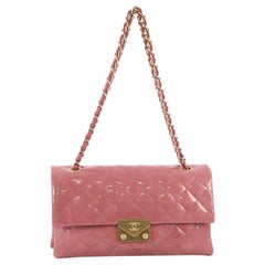 Chanel Envelope Lock 3 Tasche Gestepptes Ziegenleder Patent Klein