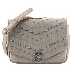 Chanel Envelope Square Chain Flap Bag Chevron Embellished Calfskin Mini
