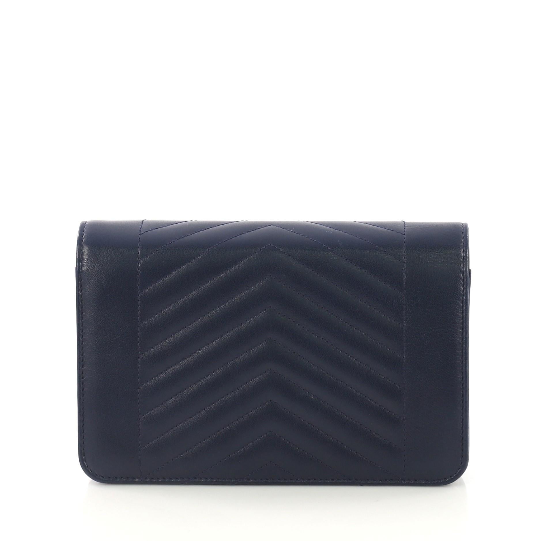 Chanel Envelope Wallet on Chain Chevron Lambskin In Excellent Condition In NY, NY