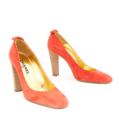 Chanel Escarpins EU39.5 Orange Suede Heels Pumps US8.5 UK6