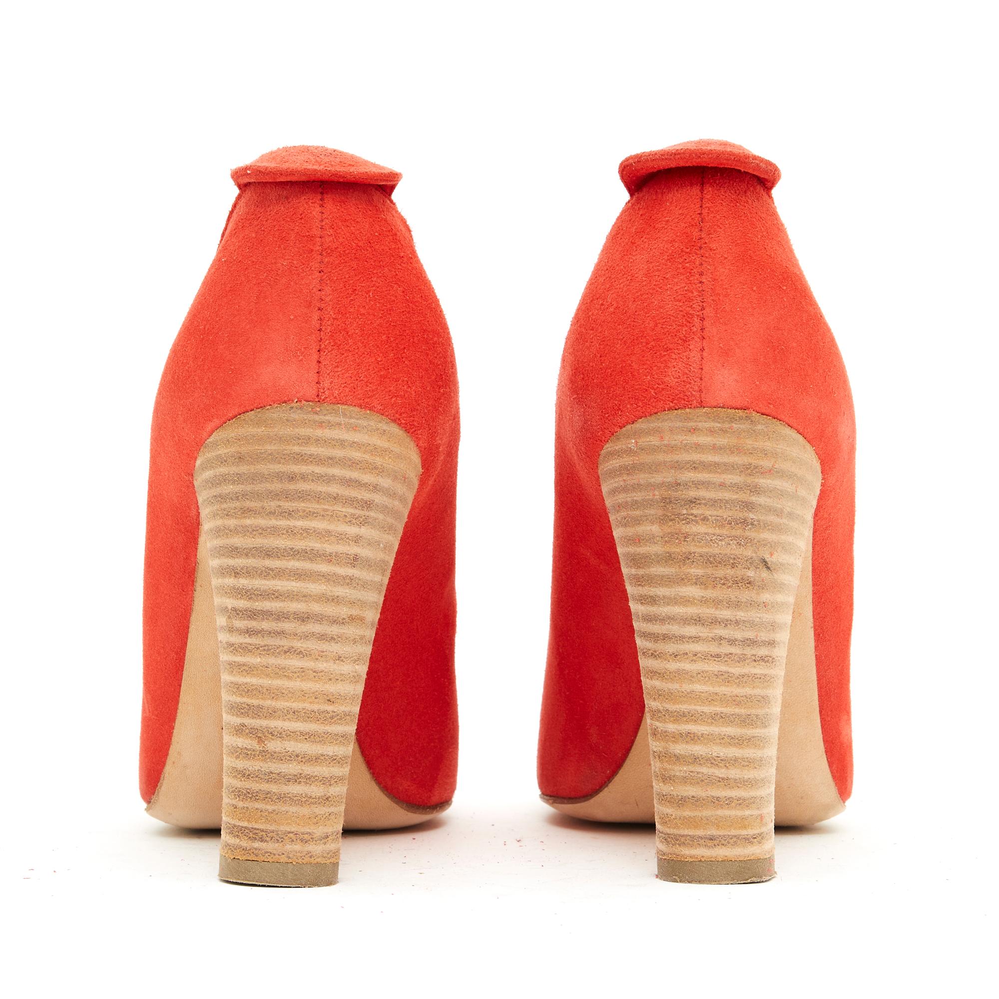 Women's Chanel Escarpins EU39.5 Orange Suede Heels Pumps US8.5 UK6 For Sale