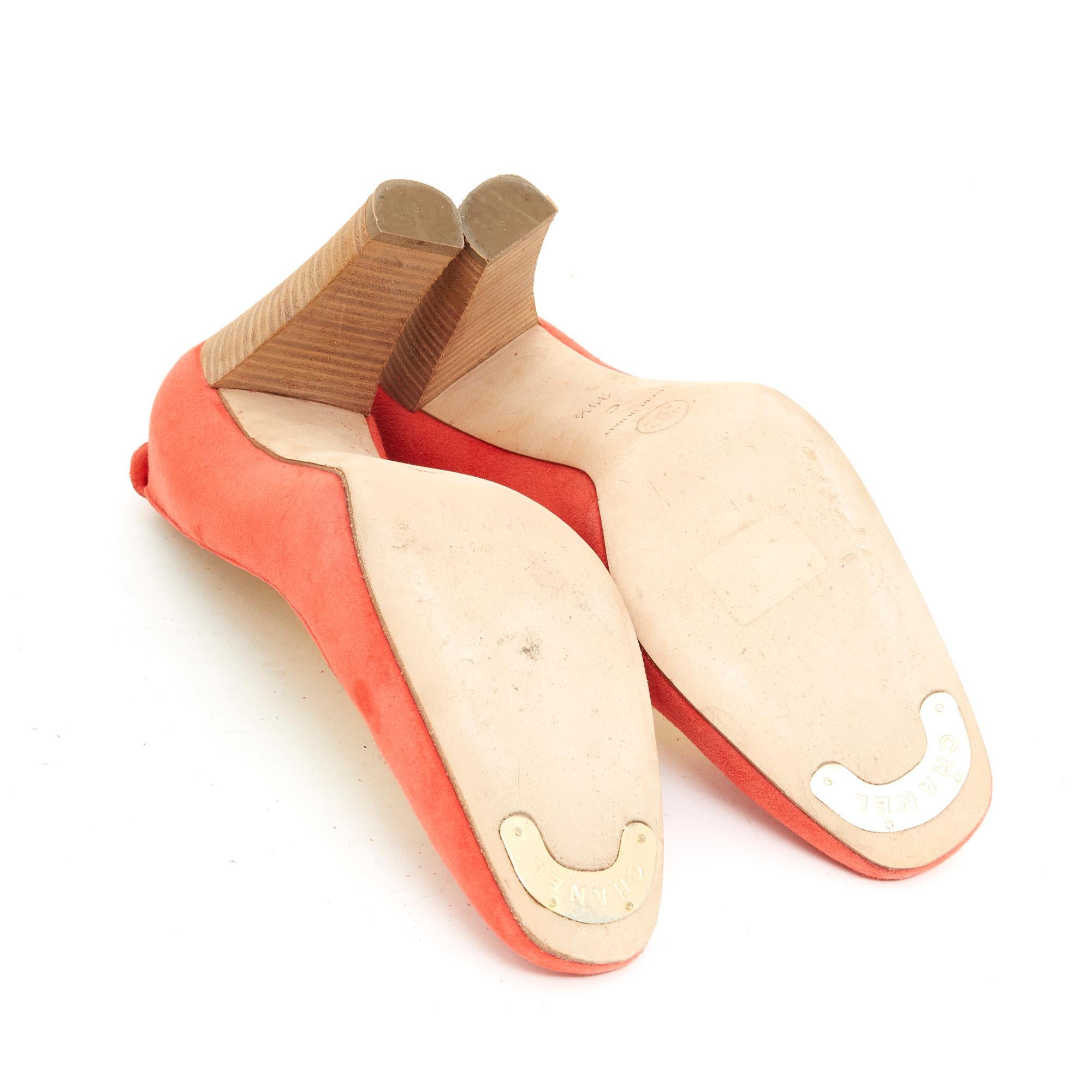 Chanel Escarpins EU39.5 Orange Suede Heels Pumps US8.5 UK6 For Sale 1
