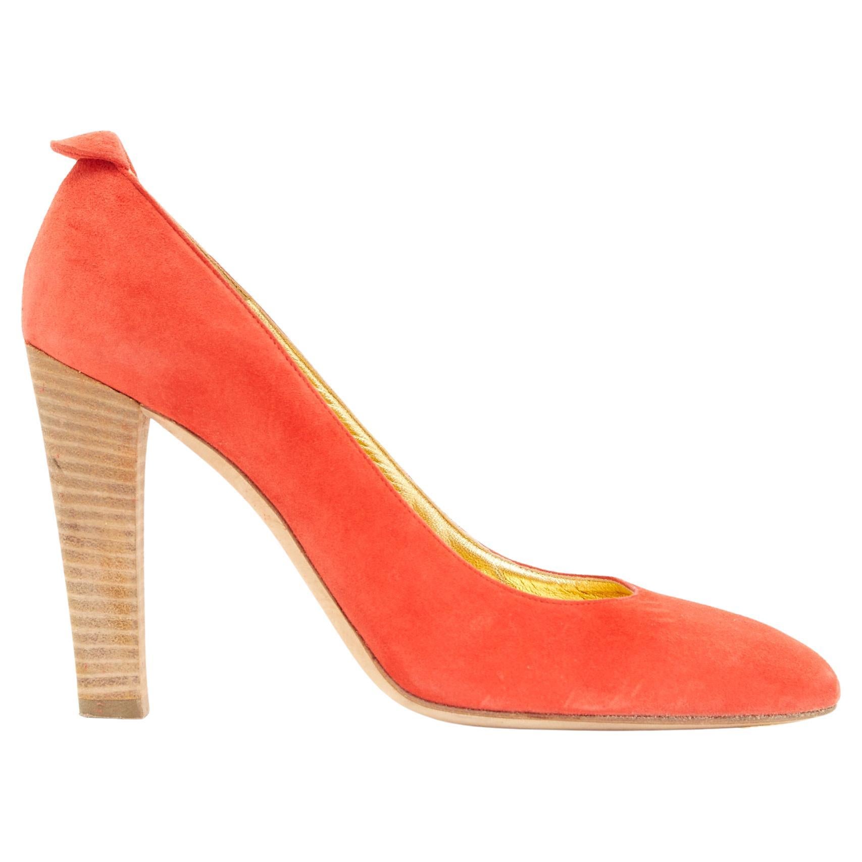 Chanel Escarpins EU39.5 Orange Suede Heels Pumps US8.5 UK6