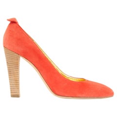 Chanel Escarpins EU39.5 Orange Suede Heels Pumps US8.5 UK6