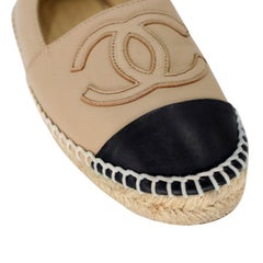 Chanel Espadrille 34 Leather Cap Toe Flats CC-S0224P-0008
