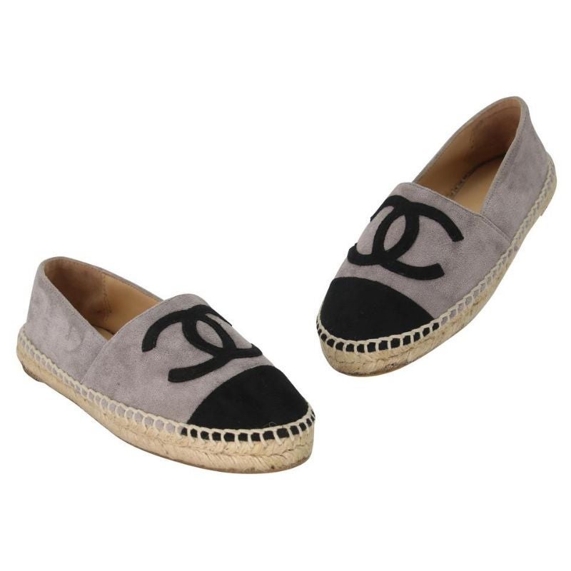 Chanel Espadrille 34 Wildleder Cap Toe CC Flats CC-0525N-0210 im Angebot