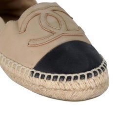 Chanel Espadrille 35 Leather Cap Toe CC Flats CC-0322N-0083