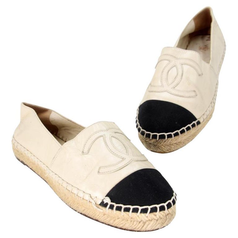 Chanel Espadrille 36 Raw Canvas Woven CC Flats CC-0505N-0163 at 1stDibs |  chanel flats